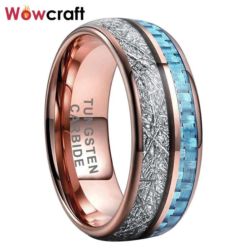 8mm Factory Whoelsale Rose Tungsten Carbide Rings for Men Women Dropshipping Fashion Engagment Promise Wedding Band Comfort Fit