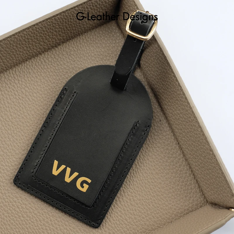 Personalized Name Genuine Cow Leather Luggage Tag Suitcase Identifier Label Baggage Boarding Tag ID Address Holder Travel Tag