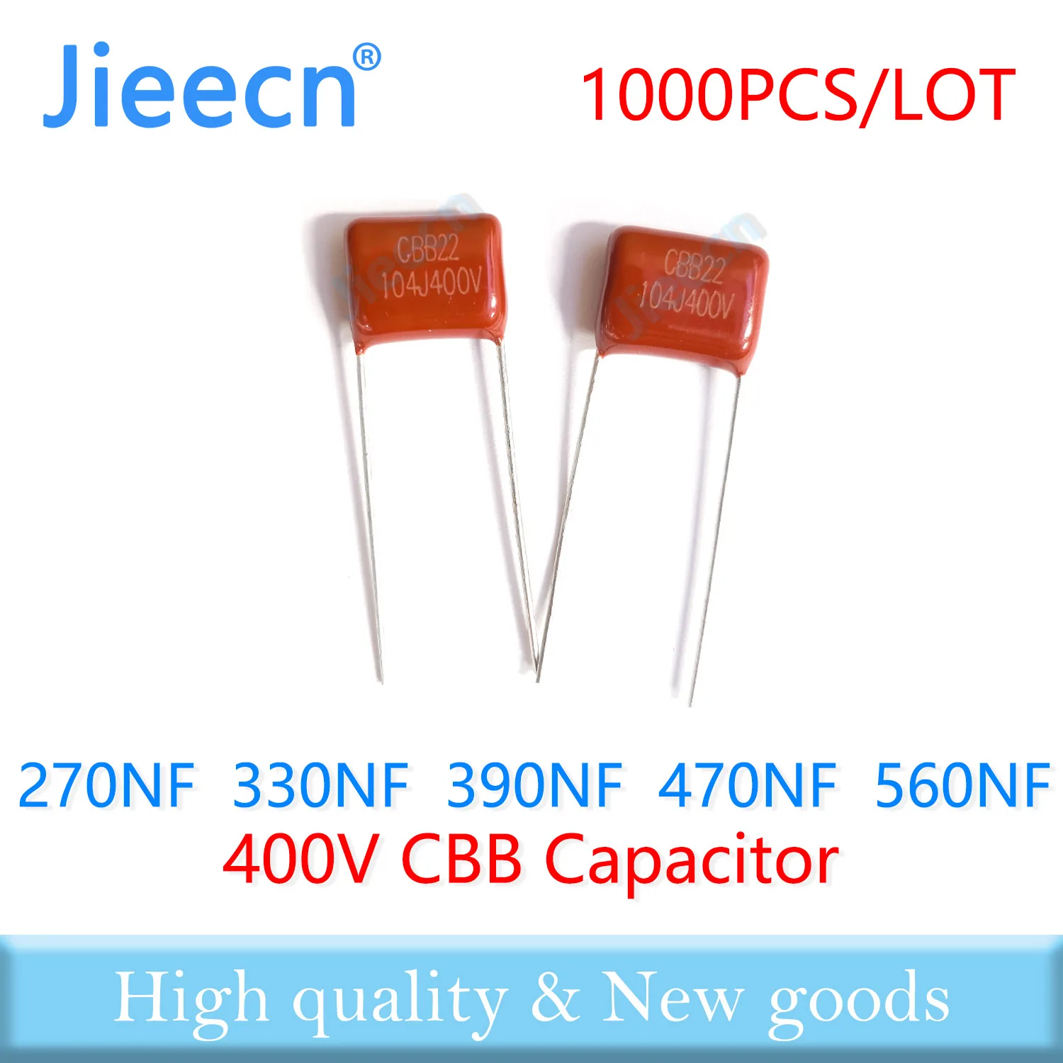 Jieecn 1000 шт. 400 В 10 мм НФ 274J 334J 394J 474J 564J CBB полипропиленовый пленочный конденсатор
