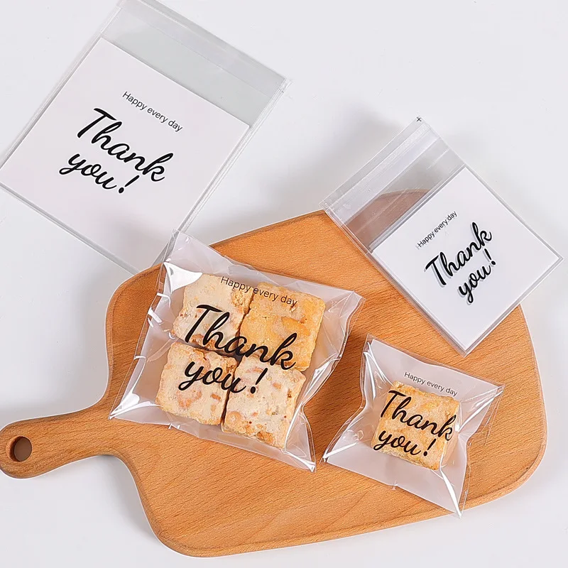 

100Pcs 7x10cm Thank You OPP Clear Bag Self Adhesive Cookie Bread Gift Bag Wedding Birthday Party Supplies Baking Package Pouch