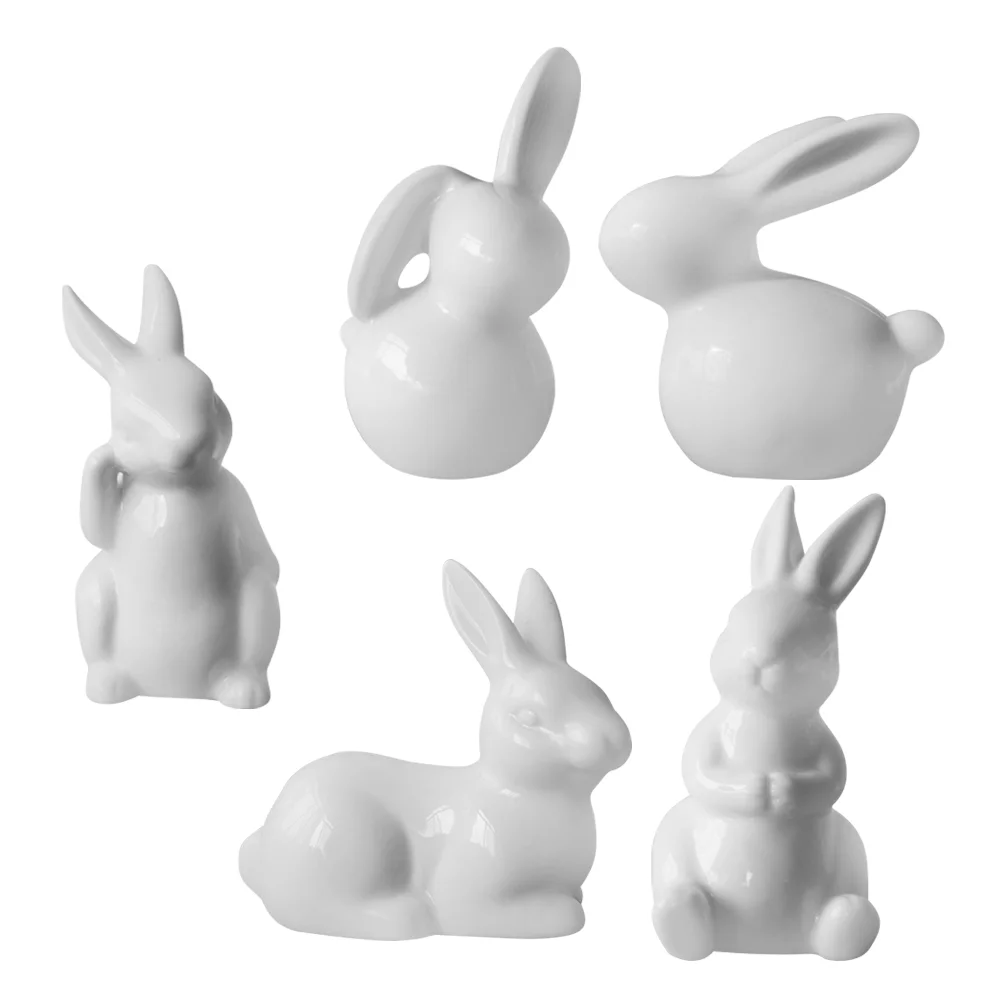 

Rabbit Figurines Bunny: 3Pcs Ceramic Rabbit Statue Landscape Statue Tiny Bunny Sculpture Mixed Style
