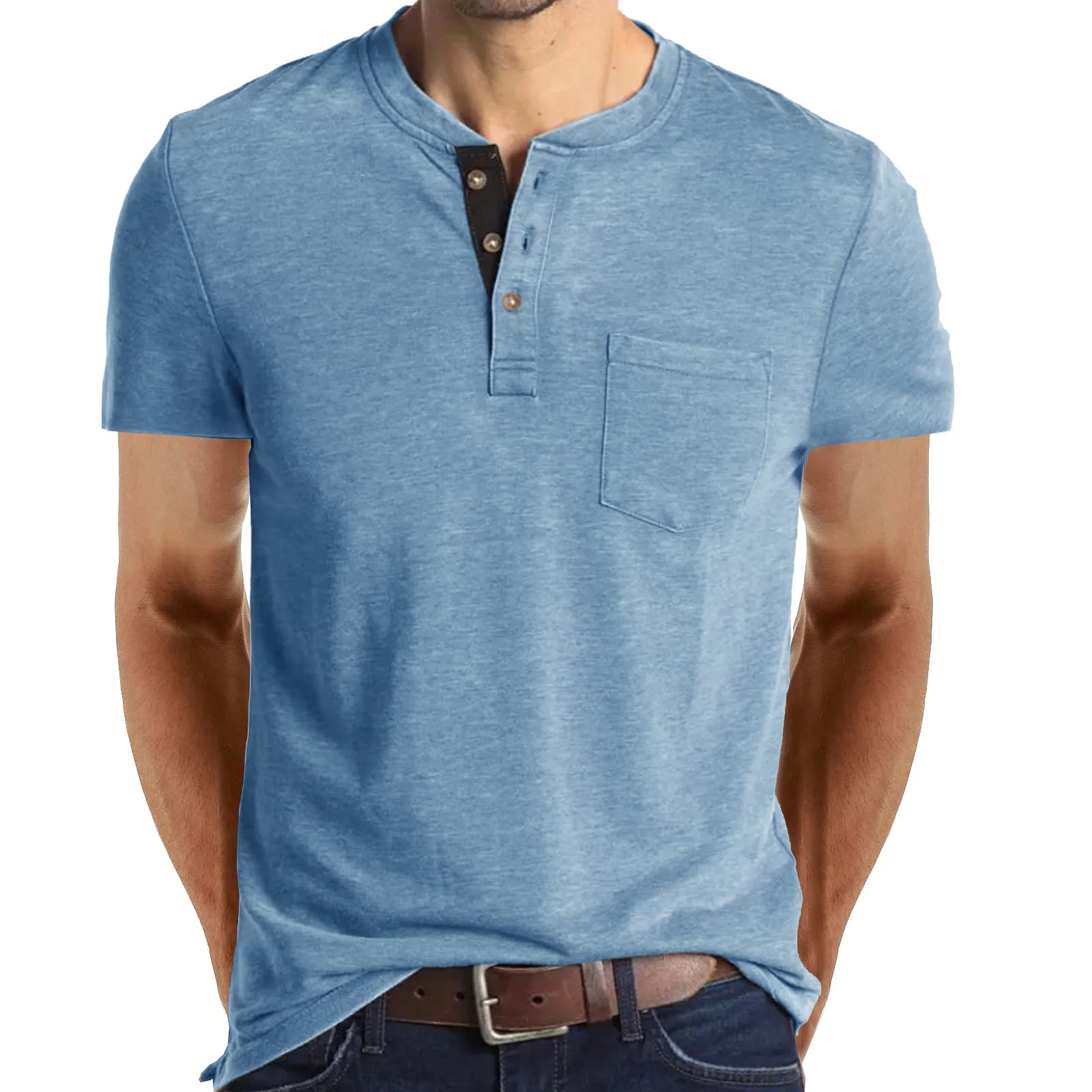 

Summer men's short sleeve T-shirt pullover base solid color T-shirt