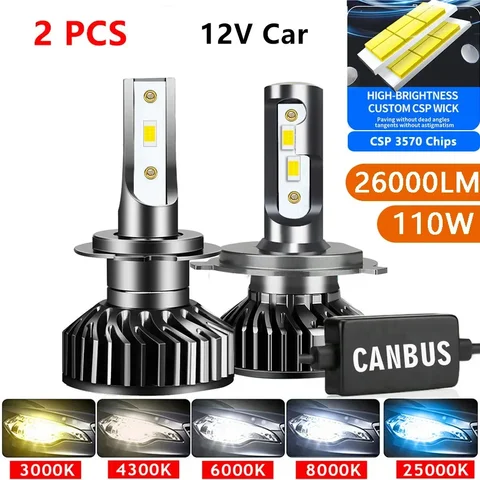 Автомобильная фара CSP 32000LM 160W H4 LED H7 Canbus H1 H3 H8 H11 9005 9006 9007 880 8000K 6000K Автомобильные фары Светодиодные фонари для автомобиля