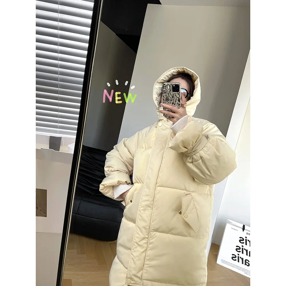 Thickened Hooded Cotton Coat Female 2022 Women's Clothing Winter Flared Sleeves In Long Student Bread Wear Trend