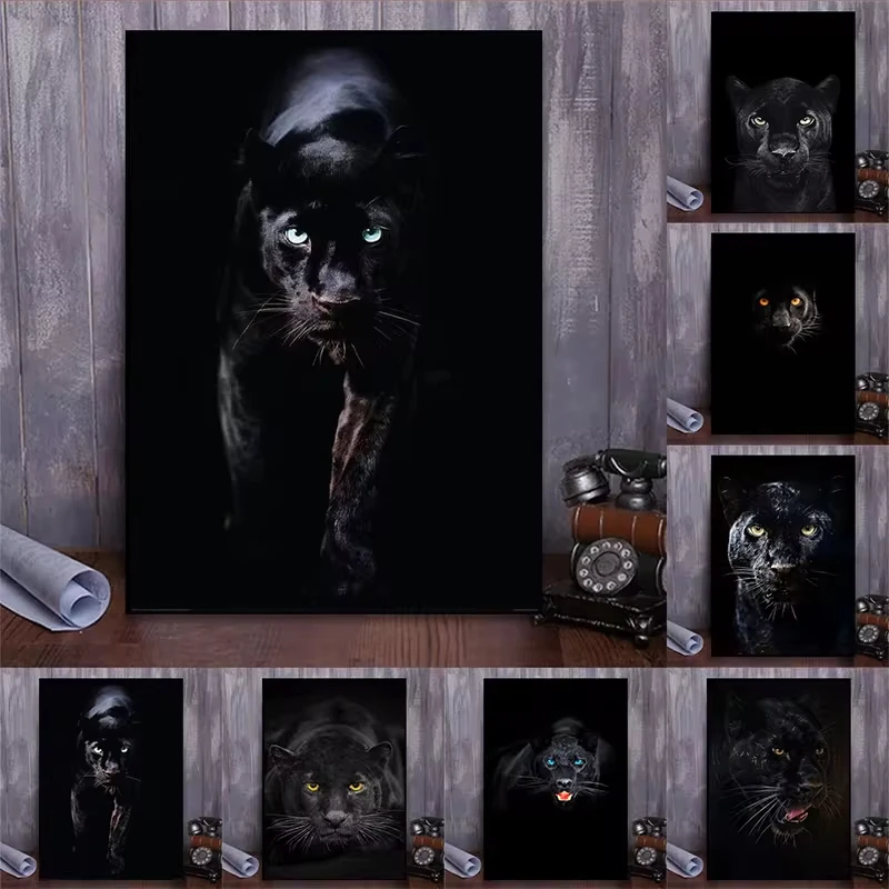 Современный стиль печать на холсте Черной Пантеры и дикой природы абстрактные