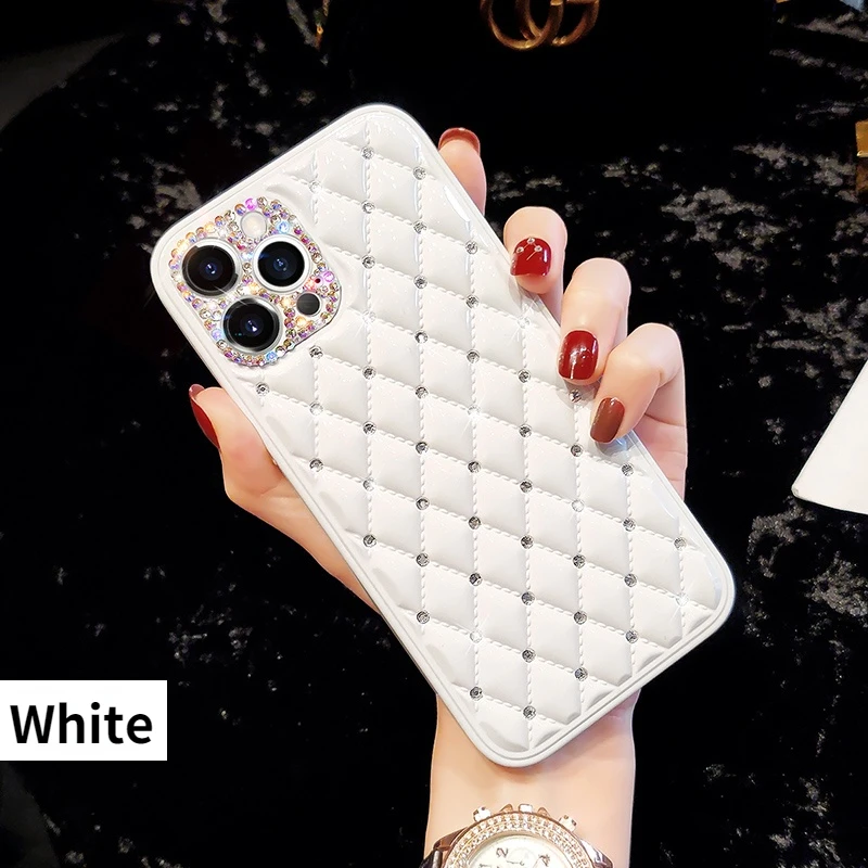 Luxury Rhinestones Lens Full Drill Phone Case For iPhone 13 12 11 Pro X XS MAX XR For iPhone 7 8 Plus SE2 Diamond Glitter Cover