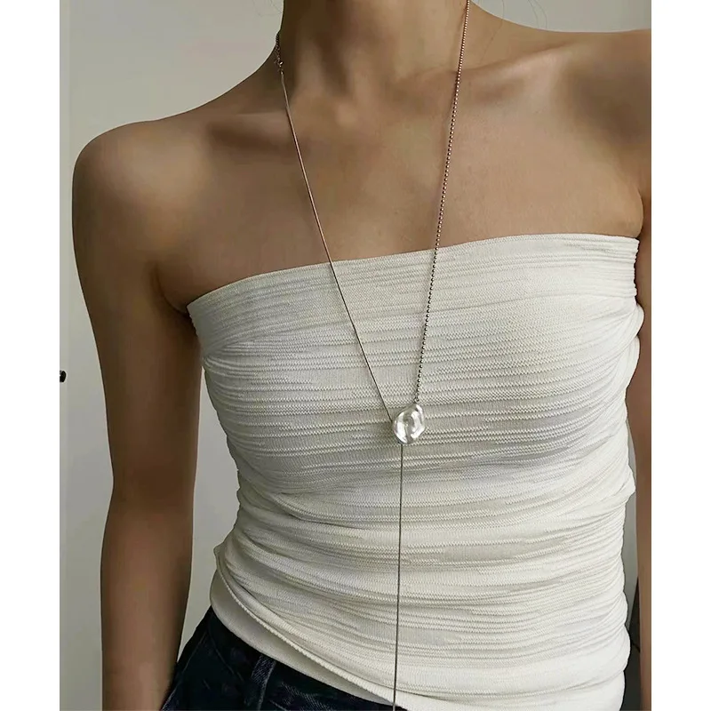 

2023 New Fashion Women Spaghetti Strap Crop Top Sexy Bodycon Sleeveless Cami Tube Top Basic Plain Camisole Y2K Korean Clothes