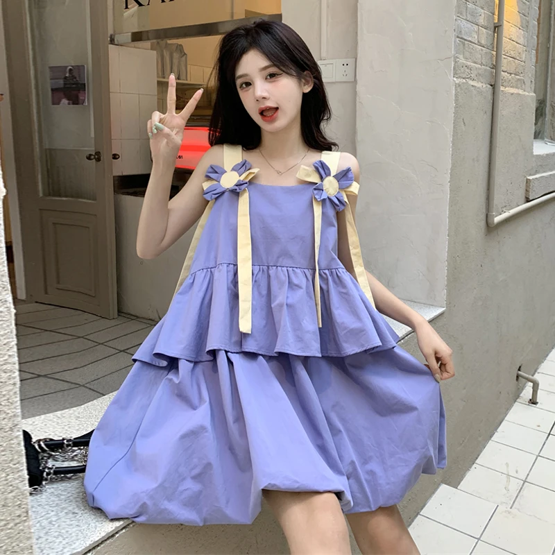 

Gentle wind very fairy design suspender dress women's summer 2022 new loose meat cake doll skirt