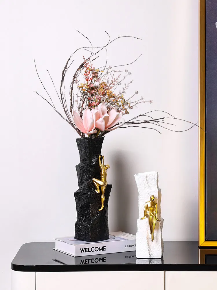 

Modern Resin Character Vase Dried Flower Arrangement Home Livingroom Desktop Sculpture Crafts Office Cabinet Figurines Ornaments
