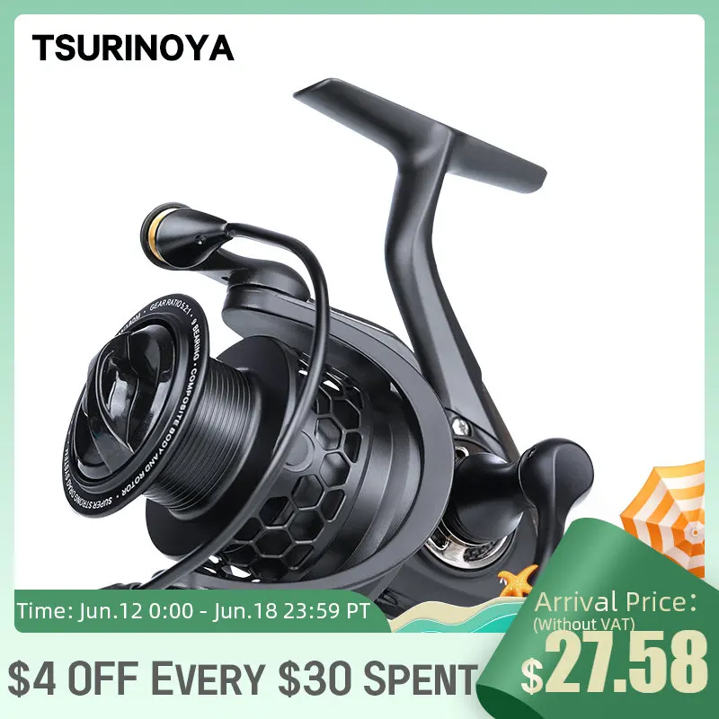 TSURINOYA NA 2000 3000 4000 5000 Spinning Fishing Reel Hot Sale 12KG Max Drag Power Fishing Reel Bass Pike Fishing Line Spool