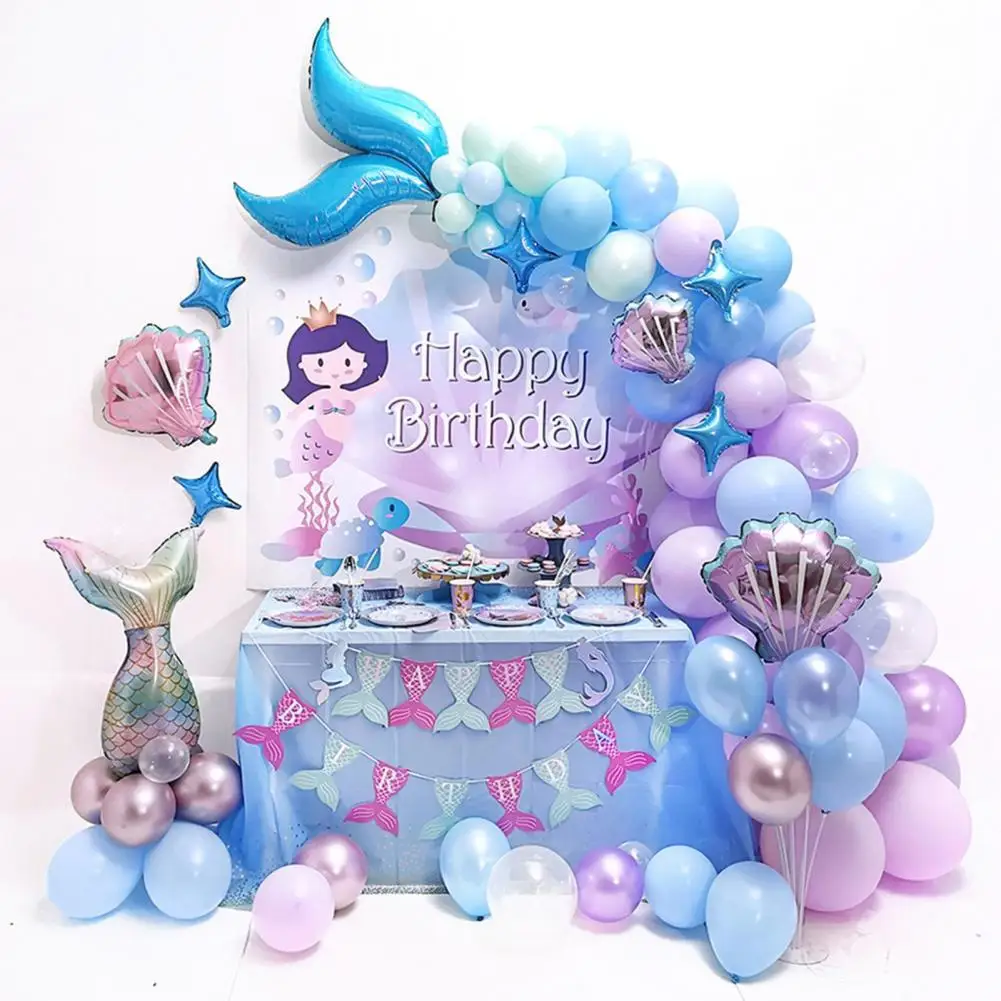 

Sea Mermaid Tail Balloon Garland Arch with Four-pointed Star Portable Balloons Set Birthday Balloon Decorations Party Supplies