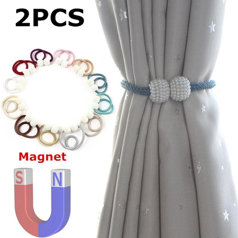 

2Pc Pearl Magnetic Curtain Clip Curtain Holders Tieback Buckle Clips Hanging Ball Buckle Tie Back Curtain Accessories Home Decor