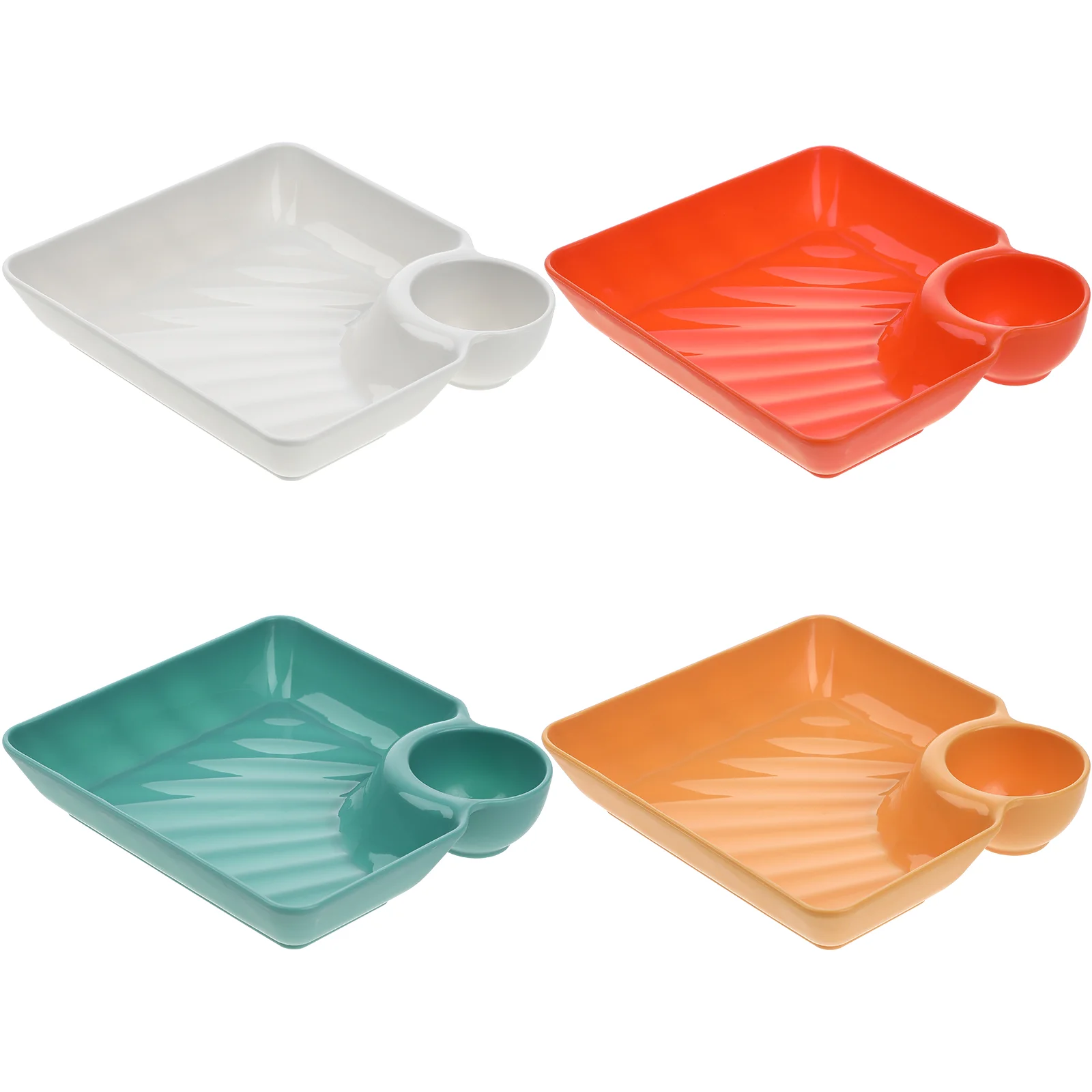 

4 Pcs Pp Snack Plate Dumpling Dishes Containers Food Plates Sauce Serving Platter