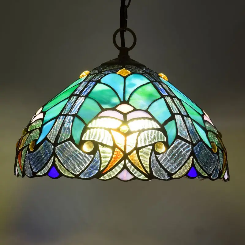 

Tiffany Retro Stained Glass Pendant Lights Vintage Mediterranean Baroque Hanging Lamp for Dining Room Bar Kitchen Light Fixtures
