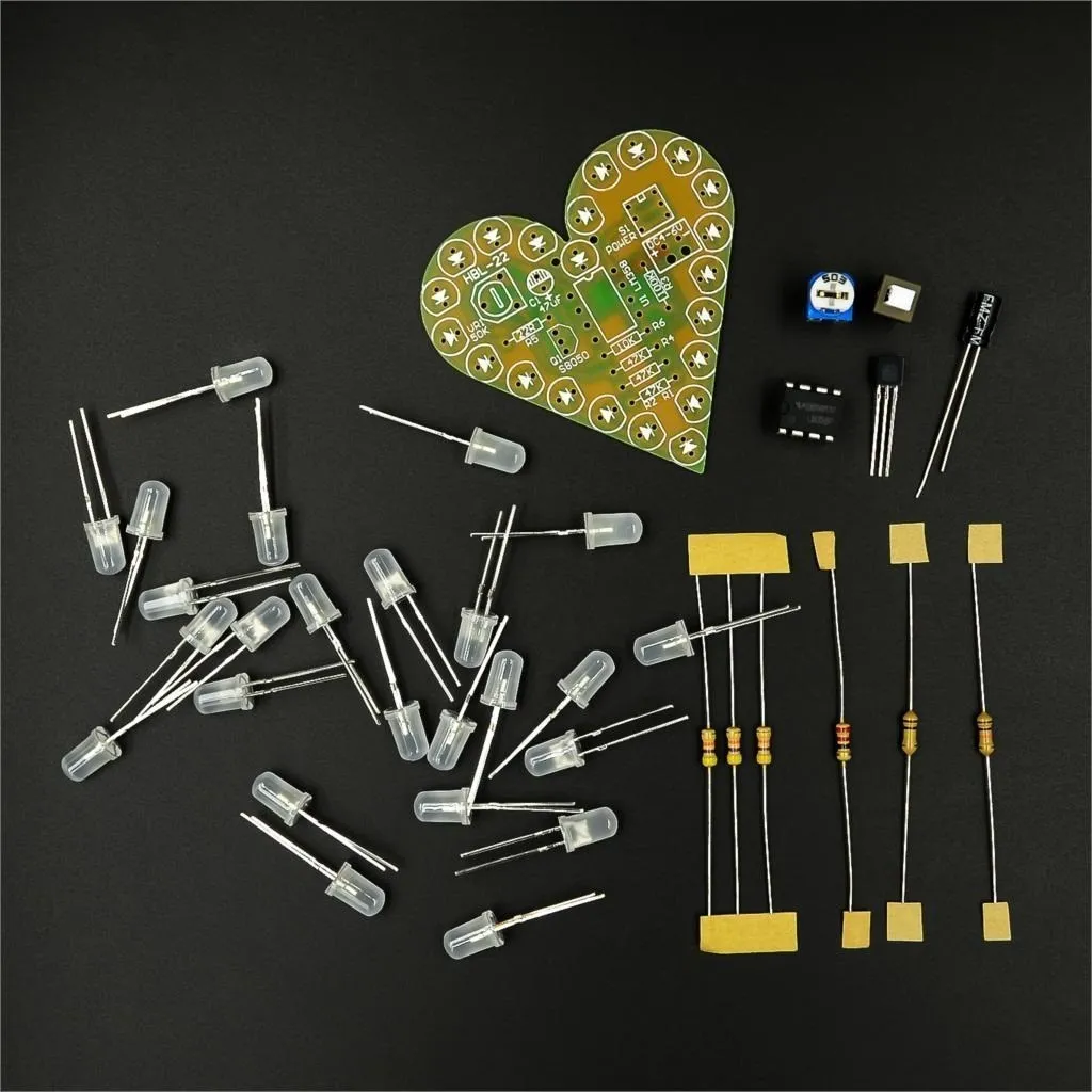 

DIY Kit Heart Shape Breathing Lamp Kit DC 4V-6V Breathing LED Suite Red White Blue Green DIY Electronic Production For Learning