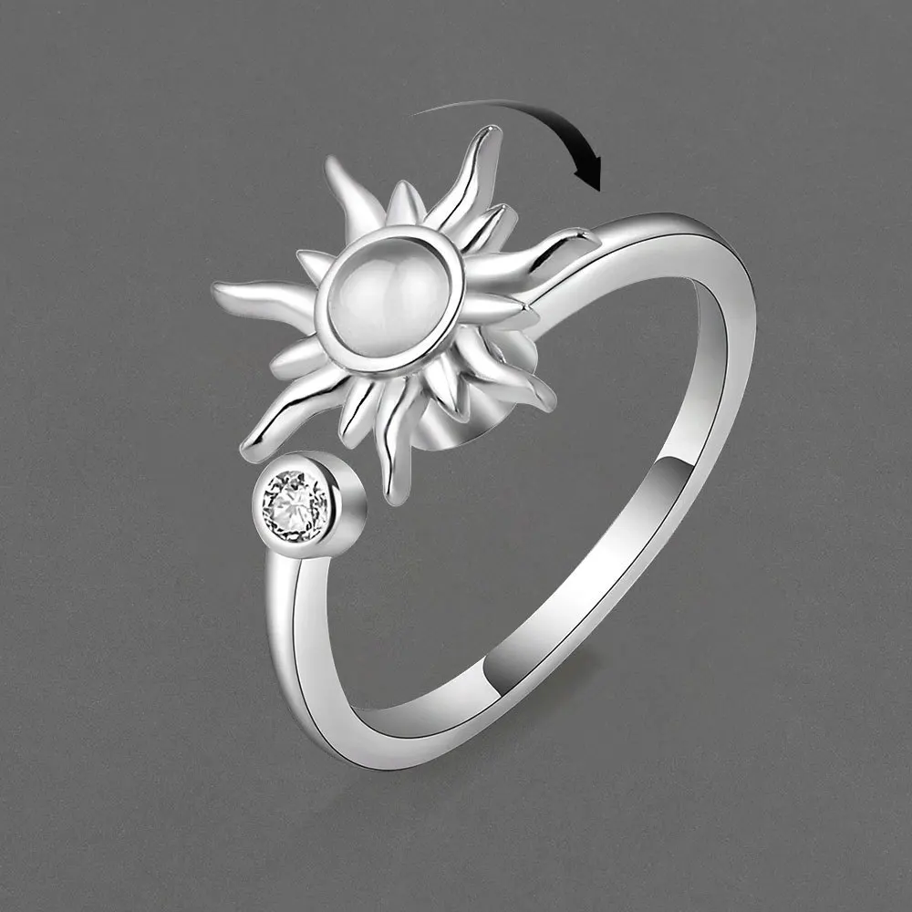 

Zircon Rotary Windmill Sunflower Ring Adjustable Ring for Women Finger Ring Dating Jewelry Accessories Valentine Day Wholesale