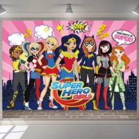 superhero backdrop girls happy birthday party baby shower 1st photography backgrounds photo banner studio prop