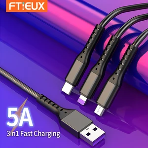 3 in1 fast usb charger cable for iphone 12 11 charging cable micro usb type c phone charger wire cable for xiaomi huawei samsung free global shipping