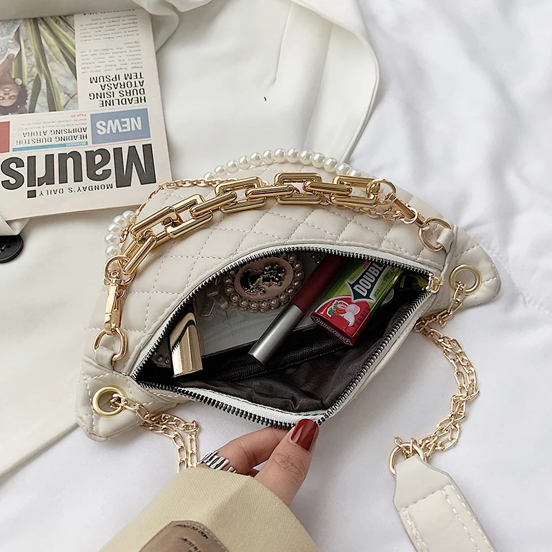 Поясная сумка Lingge Женская жемчужная цепочка Кожаная поясная роскошная через