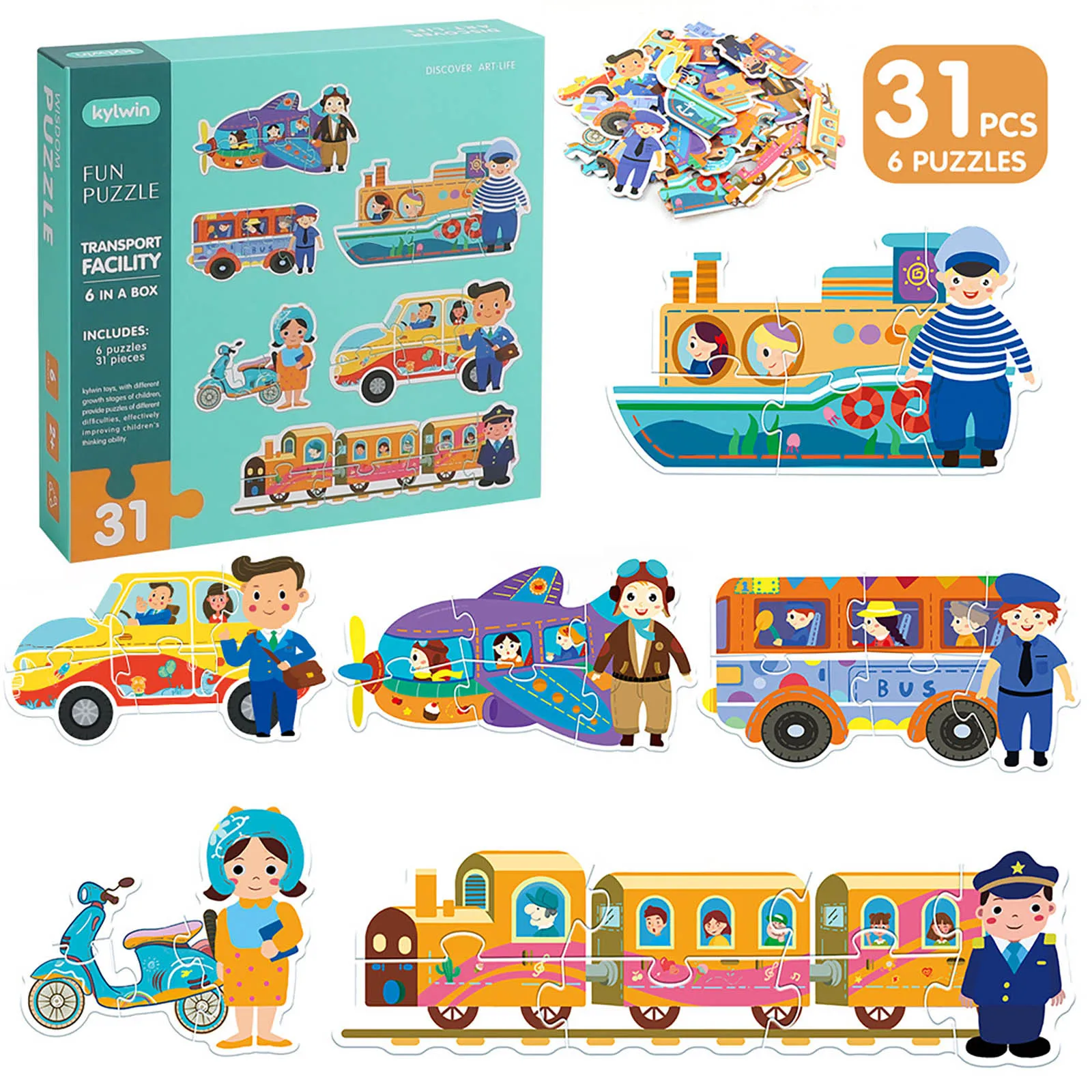 

31pcs Model Transportation Children's Puzzle Early Education Cartoon Puzzle Toy Allow Toy