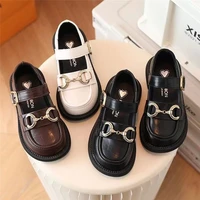 childrens shoes 2022 spring fashion single shoes retro girls black and white horseshoe buckle princess shoes tenis masculino