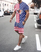 mens summer american flag sets 3d printing tshirt shorts outfit independence day sports suit men clothes jogging ropa hombre
