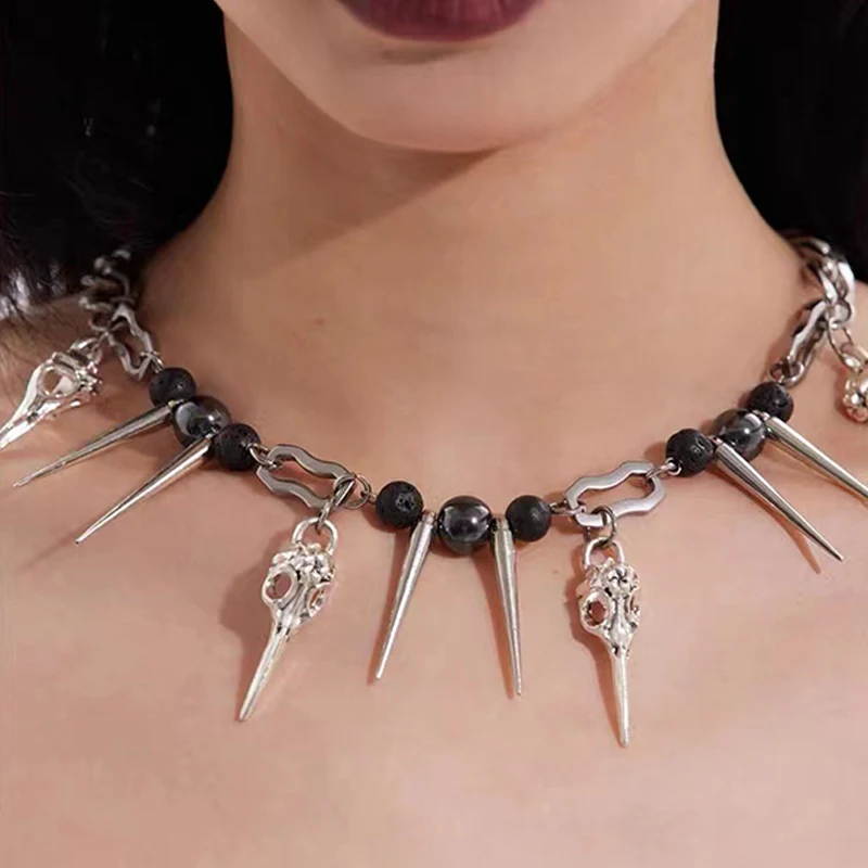 

Egirl Aesthetic Skull Chokers Men Korean Fashion DIY Rivet Pendant Necklace For Women Grunge Rock Jewelry Goth Punk Accessories
