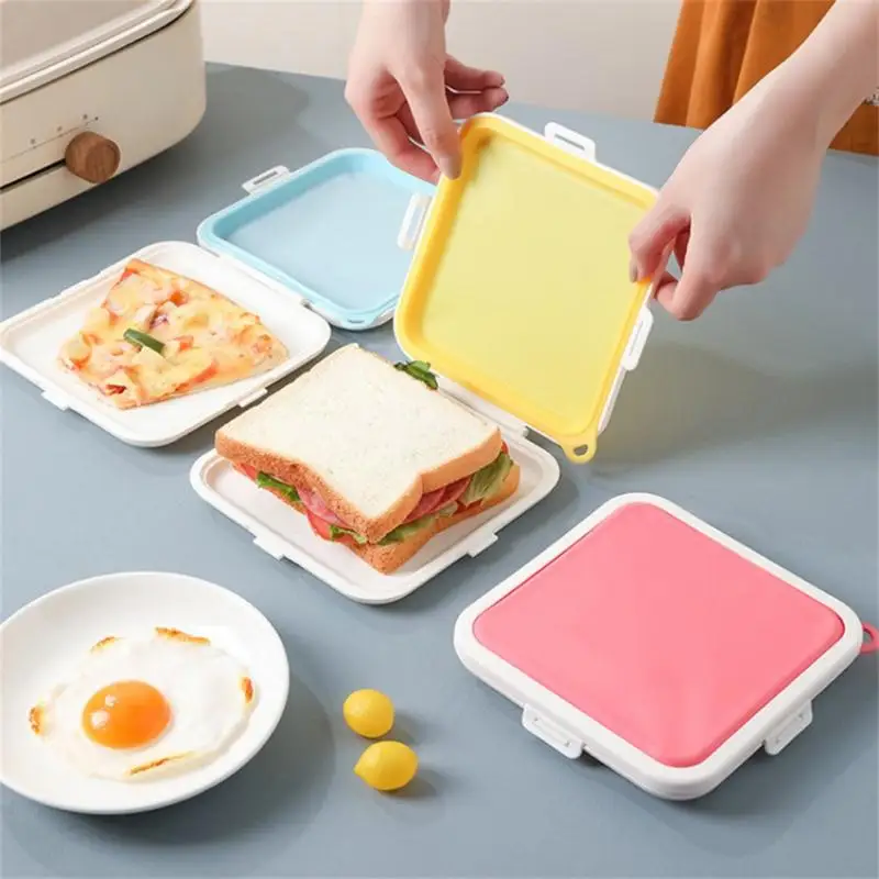 Sandwich Storage Box Silicone Lunch Box Food Storage Case Reusable Microwave Lunch Box Food Storage Container Sandwich Boxes