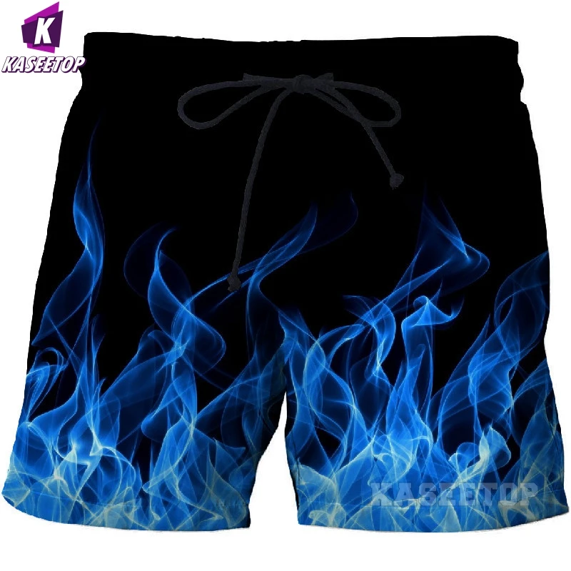Мужские пляжные шорты с синим пламенем Бермуды для серфинга мужские