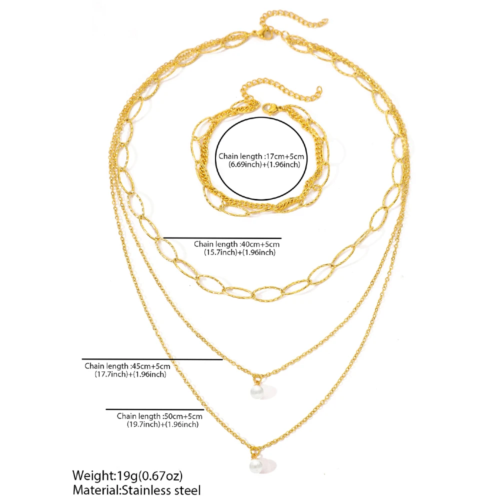 Ювелирный Комплект из колье и браслета нержавеющей стали