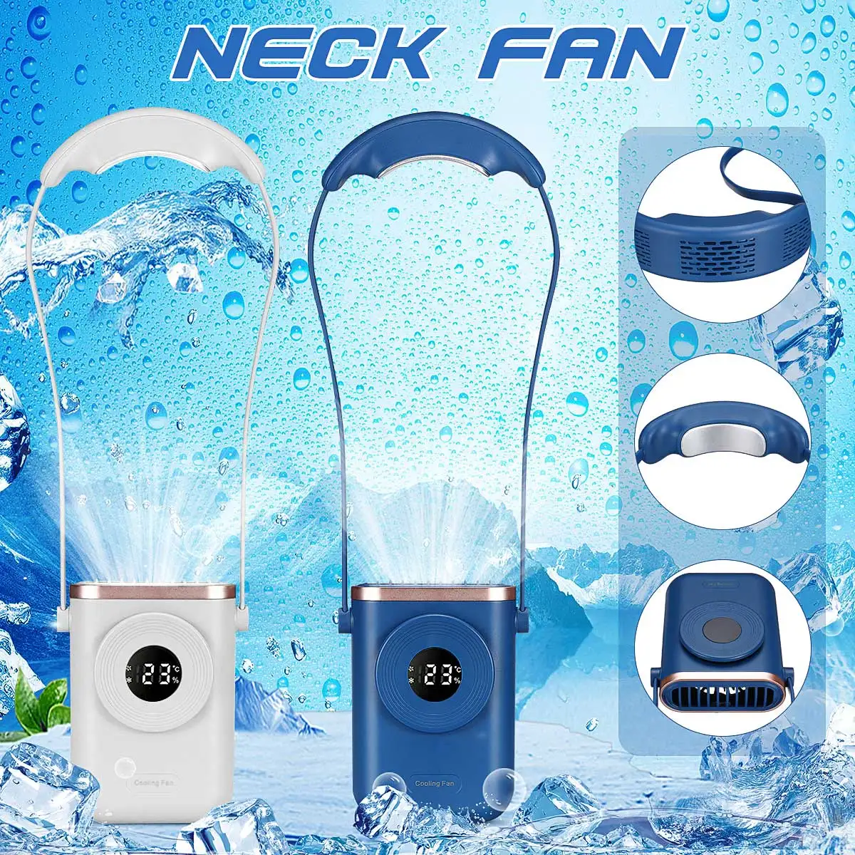 

Mini Protable Neck Fan With Refrigeration Electric Wireless Fan Bladeless Rechargeable USB Fan Air Conditioning For Outdoor