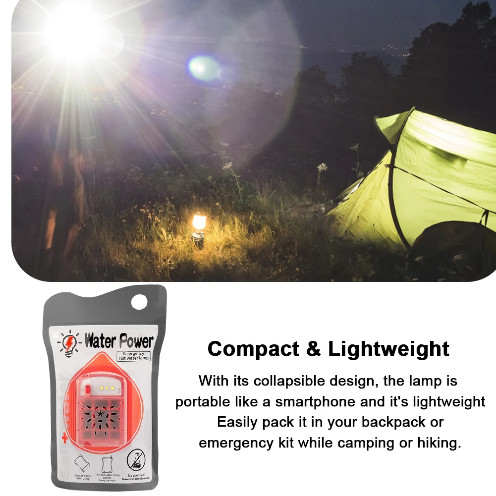 

Portable Salt Water Lantern 50 LM Brine Camping Light Last Up To 200H No Charging 0.5W for Outdoor Camping Night Fishing Cycling