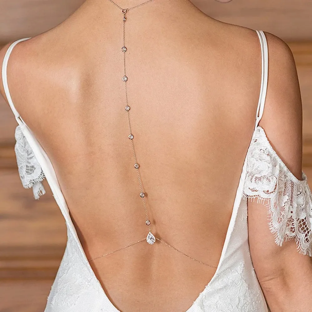 

The New 2023 Beach Bikini Sexy Drops Bride Back Body Chain Necklace