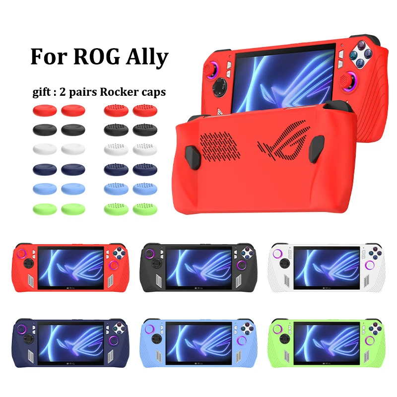 

for ASUS ROG Ally full silicone protective cover case soft with Rocker caps for ROG handheld game console anti protective case