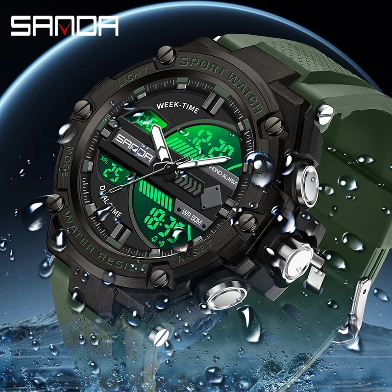 

SANDA2023 Hot Selling New Electronic Men's Watch Fashion Trend Outdoor Sports Glow Waterproof Shockproof Alarm Clock Wristwatch