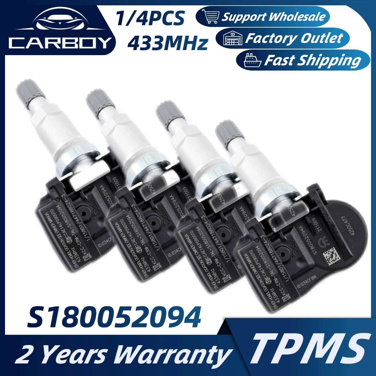 Система контроля давления в шинах S180052094 4250C477 TPMS для Mitsubishi Spacestar Colt C-Suv B-Suv Fiat 500X Peugeot 4008 433 МГц 1/4 шт.