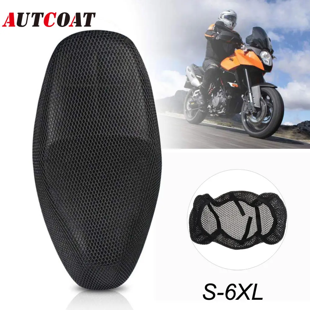AUTCOAT 1Pcs Breathable 3D Mesh Motorcycle Moped Motorbike Scooter Seat Covers Cushion Anti-Slip Cover S-6XL |