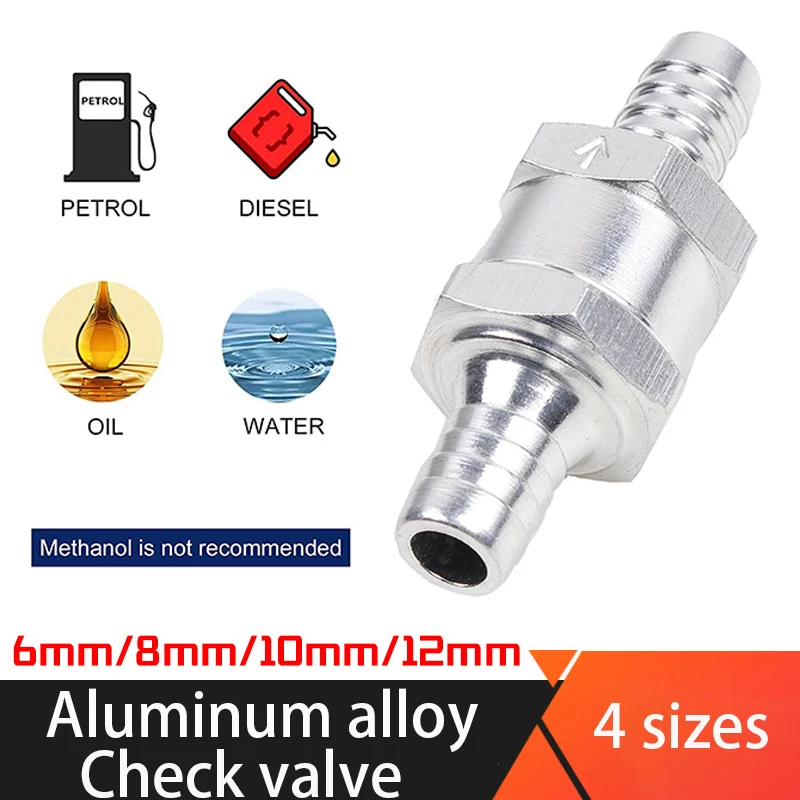

Fuel check valve 6/8/10/12mm aluminum alloy gasoline diesel water fuel pipeline one-way check valve for automobiles and ships