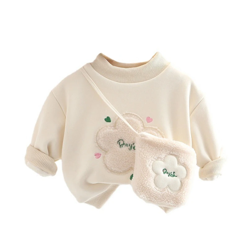 

Новинка, модная детская одежда на осень и зиму, плотный свитер для девочек, Повседневный хлопковый костюм для малышей, футболка для младенце...