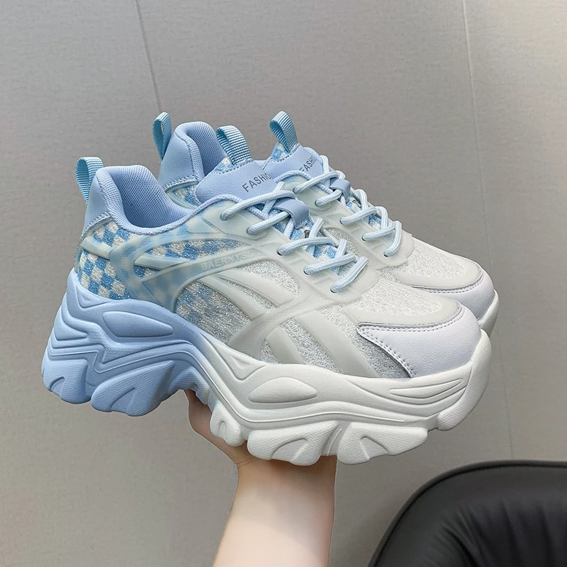 Кроссовки женские на толстой подошве Вулканизированная подошва градиентные