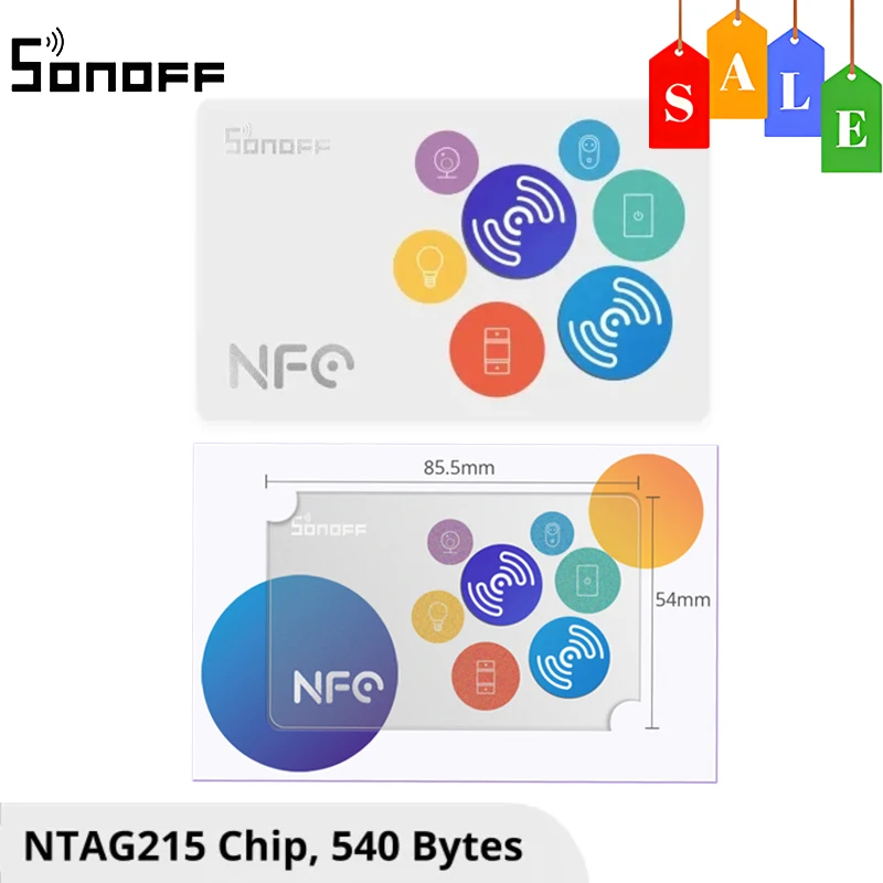 

Смарт-метка SONOFF NFC Tag 215, чип 540 байт, быстрые клавиши автоматизации, нажмите для запуска умной сцены, Совместимость с телефонами с поддержкой NFC