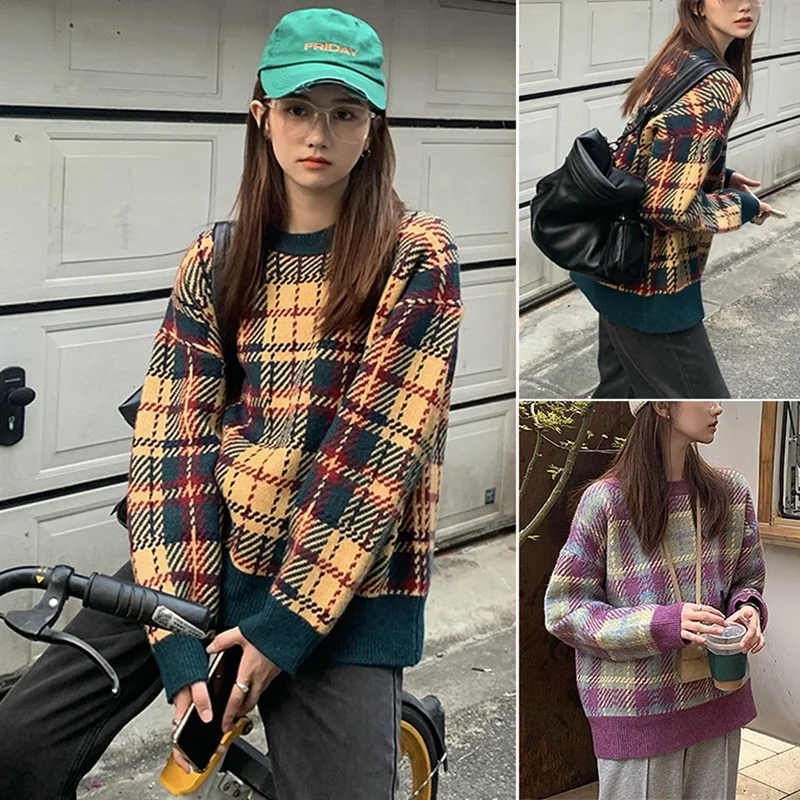 

ASDS-Women's Pullover Sweater Women's Lazy Wind Slimming Loose Knit Sweater Top