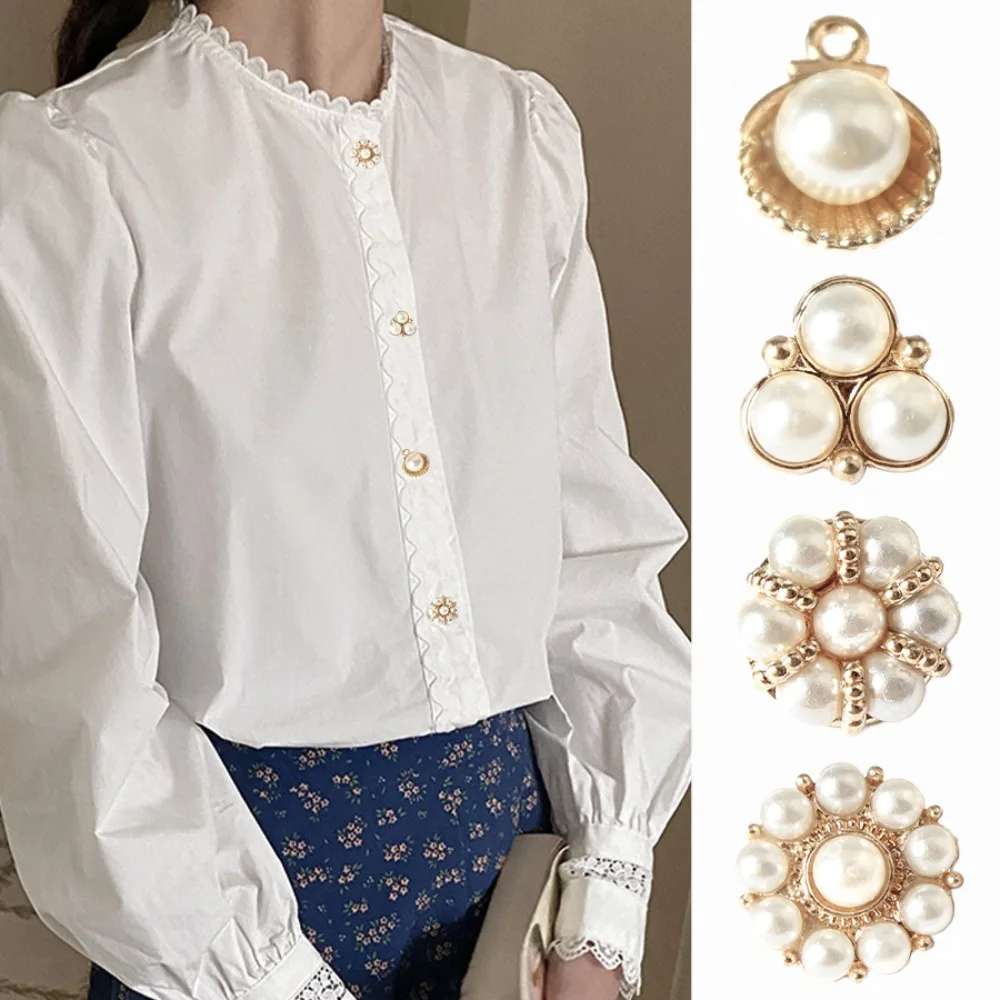 Декоративные Пуговицы 12 5 Мм Золотой Жемчуг И Цветок Украшенные Для Женской