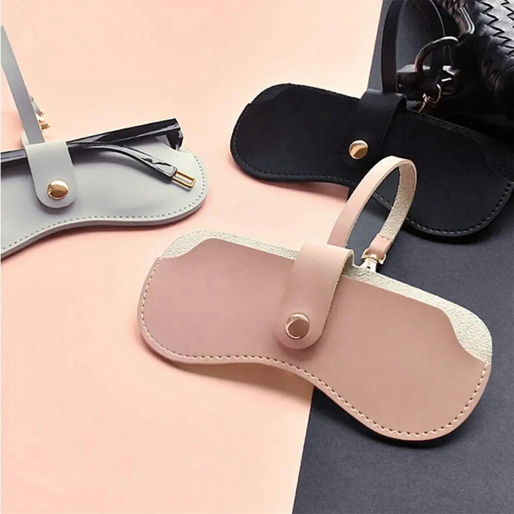 

Portable Sunglasses Case Simple Fashion PU Leather Spectacle Box With Keychain High Quality Glasses Storage Box