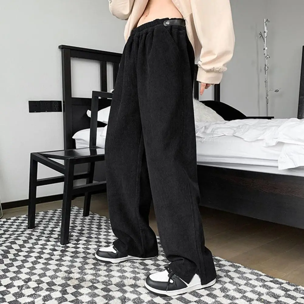 

Men Pants Trendy Mid Waist Pockets Trousers Loose All Match Casual Pants