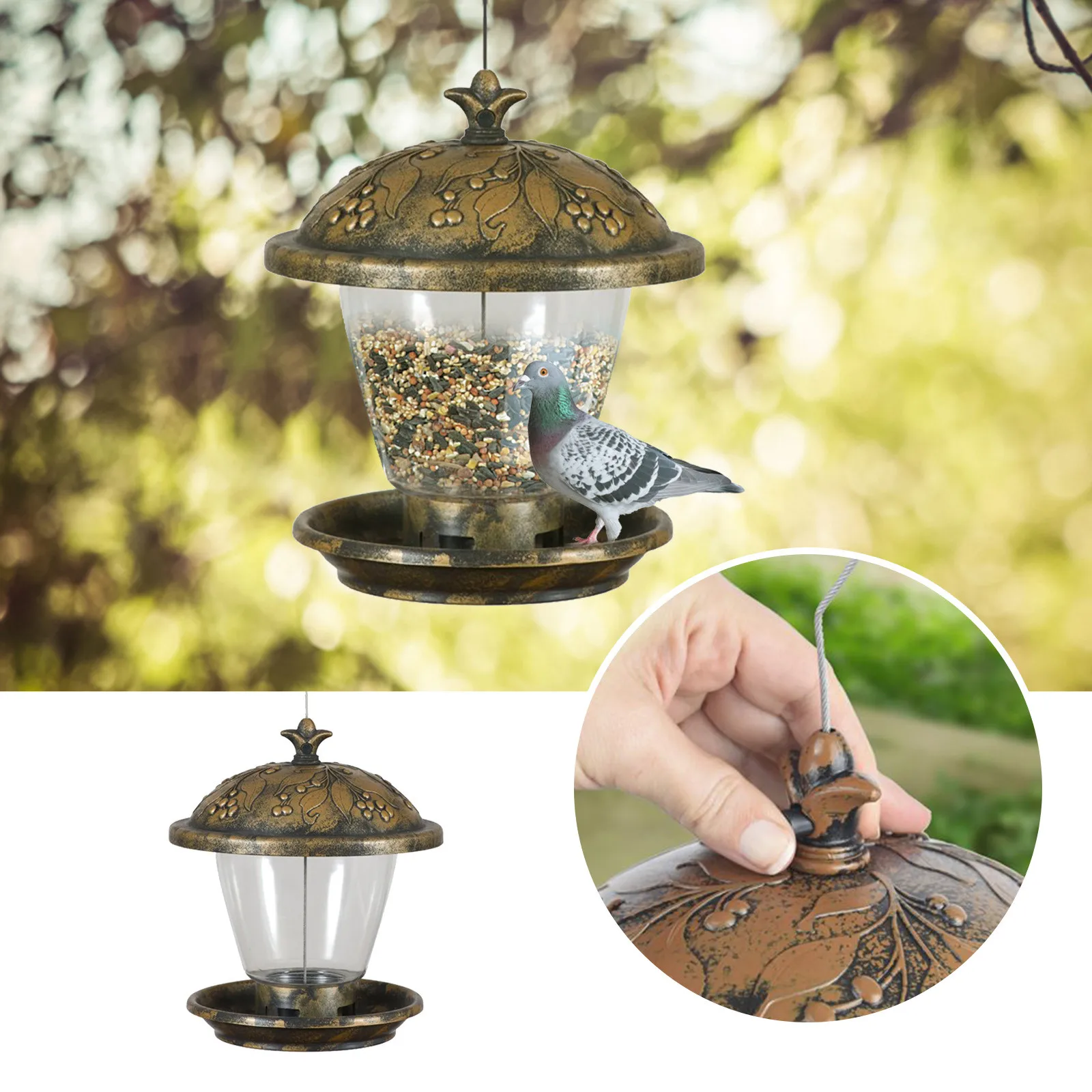 

Большая вместимость, с крышей, шестигранная беседка, наружный садовый двор, пластиковая подвесная кормушка для диких птиц, закуски, хранени...