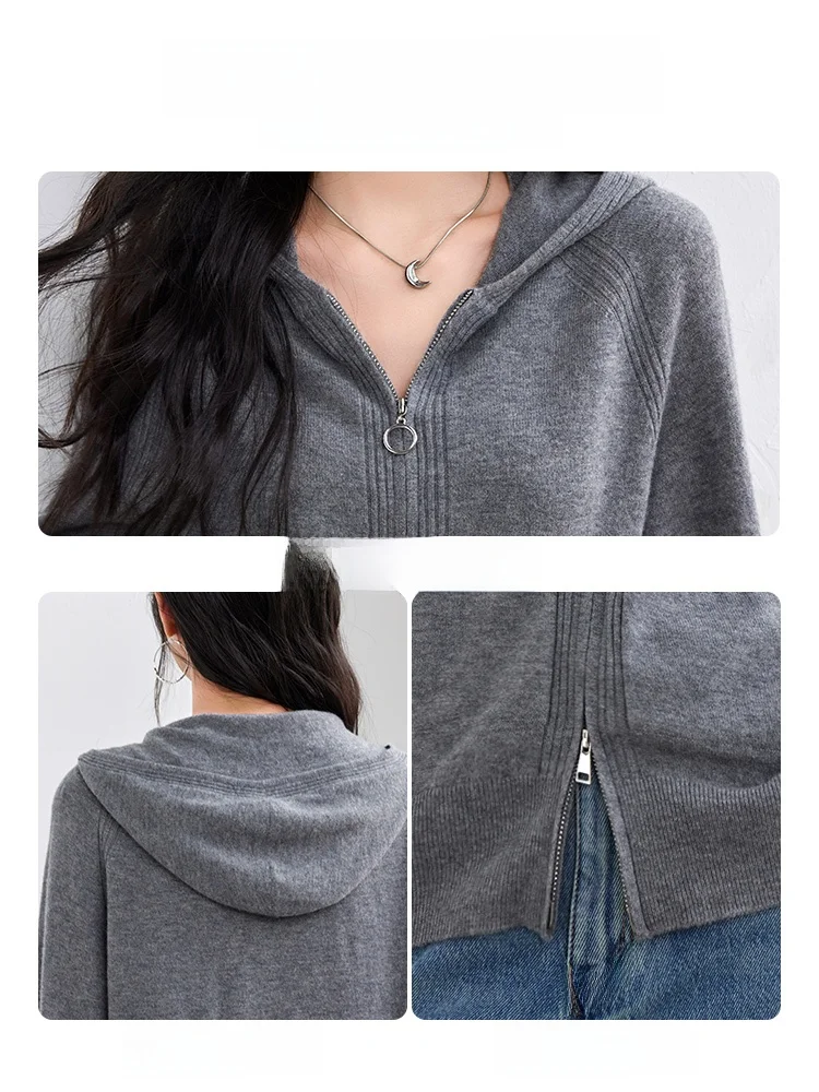 Серый вязаный кардиган верхняя одежда женская осень и зима 2024 новая толстовка с
