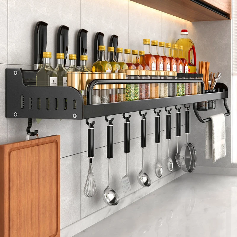 

Органайзер для специй, Алюминиевый Многофункциональный кухонный стеллаж для хранения специй, настенный кухонный органайзер для специй