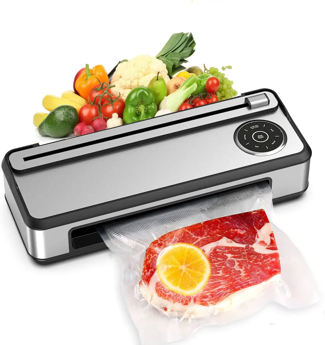 

Vacuum Sealer Machine, With Automatic Bag Detection and Cleaning System, Compact Design with Built-in Cutter and Roll Bags