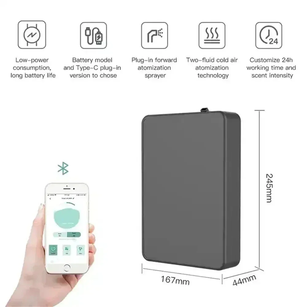 Фото Умный аромадиффузор с Bluetooth, диффузор для эфирных масел на батарейках, настенный ароматизатор, освежитель воздуха для дома и отелей №4